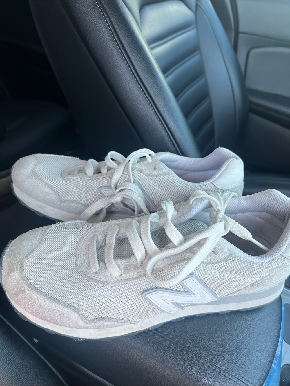 New Balance Off-White Mesh & Suede Sneakers